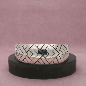 sterling silver vintage bali woven pattern cuff bracelet size 7.5in